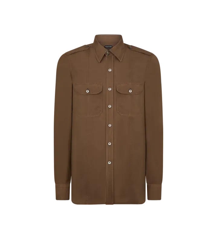 WASHED TWILL MILITARY SHIRT online
